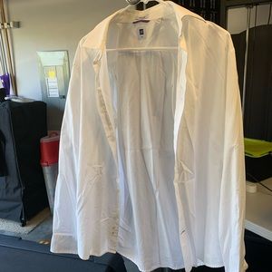 Gap plain white button-up premium dress shirt